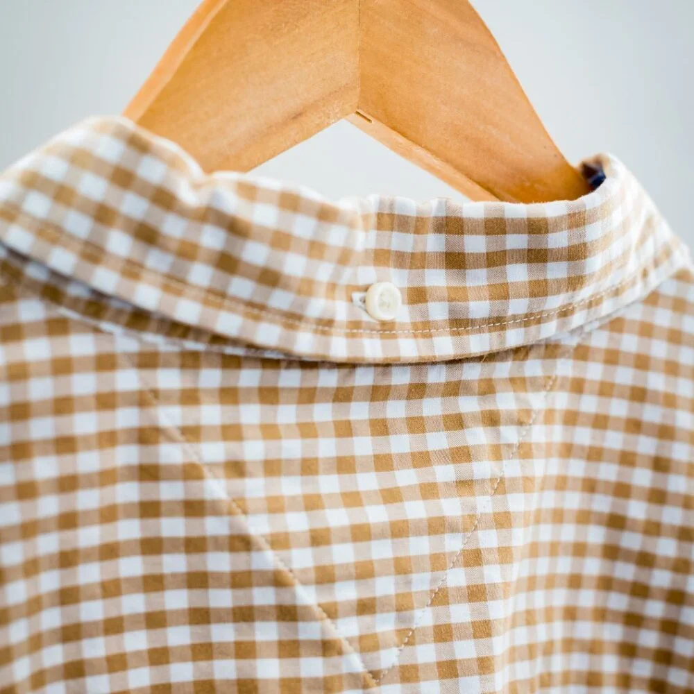 Tommy Hilfiger Men’s XL Classic Fit Gingham Button Down Tan White - Picture 6 of 11